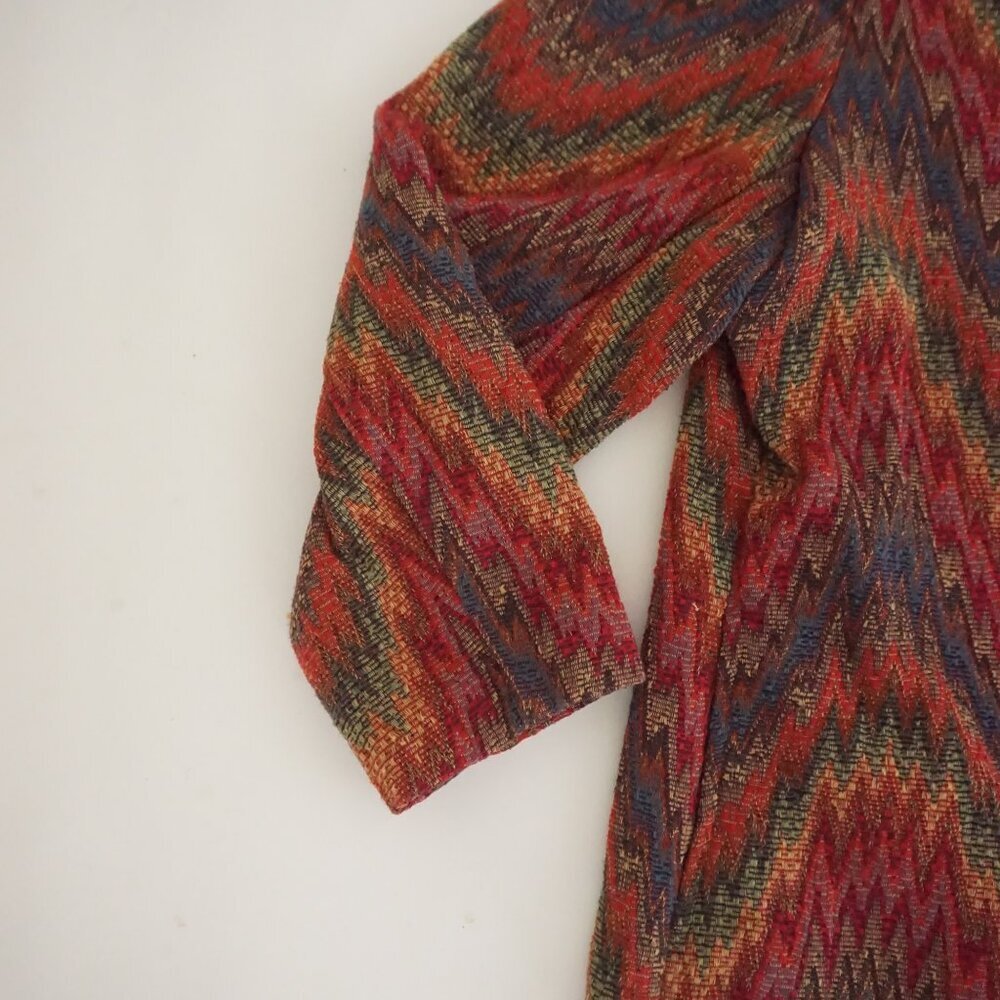 Vintage BonWorth Red Gold Southwestern Tapestry Zip Jacket Western Patchwork XLP - Picture 9 of 10